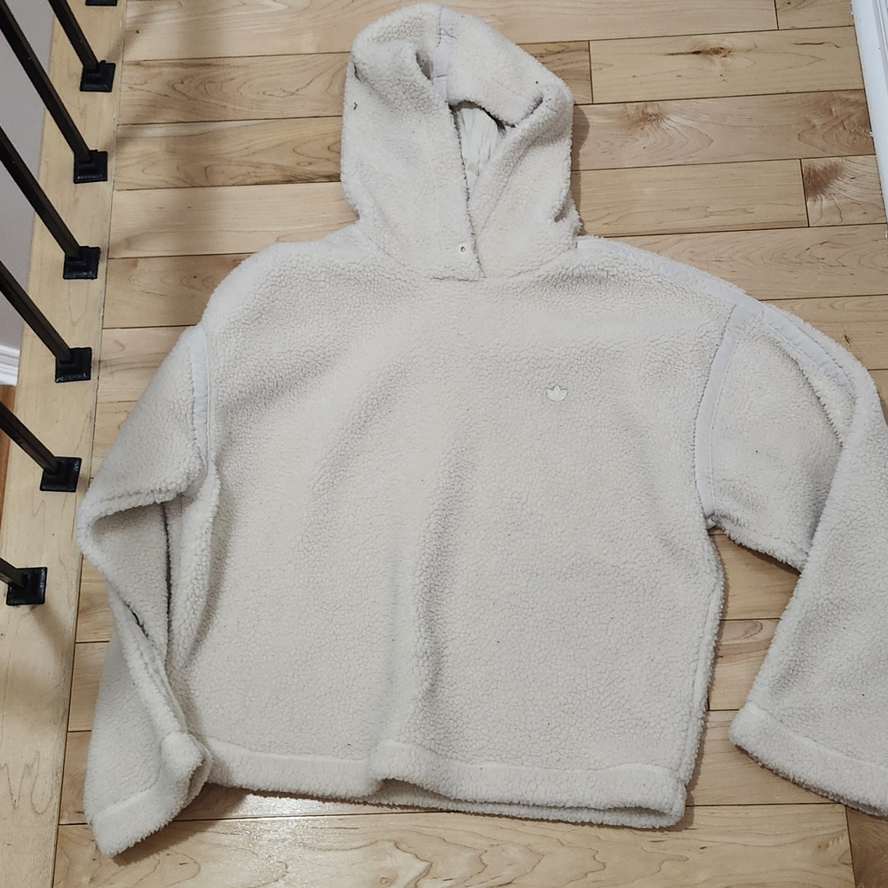 ADIDAS Cozy Cream Sherpa Hooded Sweater M